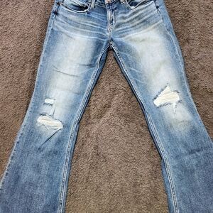 BKE Light Blue Distressed Straight Leg Jeans slim Fit Bootcut